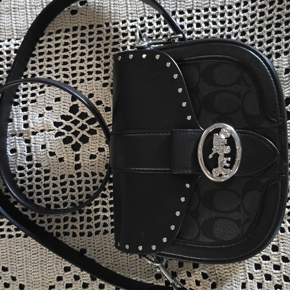 Coach Georgie Saddle Black Crossbody Bag  💝